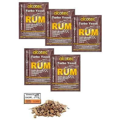 Imagen de 5 x Alcotec Rum 73g, Levadura Para Fermentación, Turbo, Puré, Fermentación,Levadura de Vodka