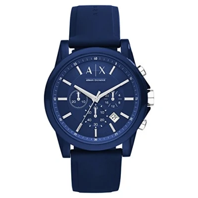 Imagen de Armani Exchange Reloj Hombre, Movimiento cronógrafo, caja 44mm Acero Inoxidable Azul con correa Silicona, AX1327,