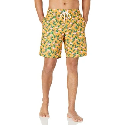 Imagen de Amazon Essentials Bañador con 23 cm de Pernera, Corte Holgado y Secado Rápido colores interrumpidos Hombre, Naranja Flamenco, XXL