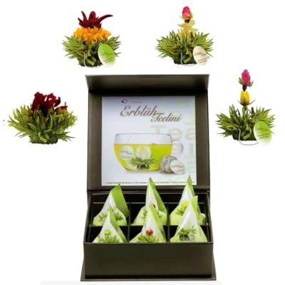 Imagen de Creano Mix de 6 Flores Té Télini en Caja Elegante y Magnética con Relieve Plata Verde