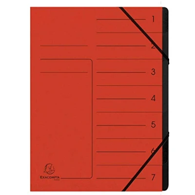 Imagen de Exacompta 540705E Archivador grapado con gomas (7 compartimentos, interior en cartulina reciclada, tamaño A4, color rojo