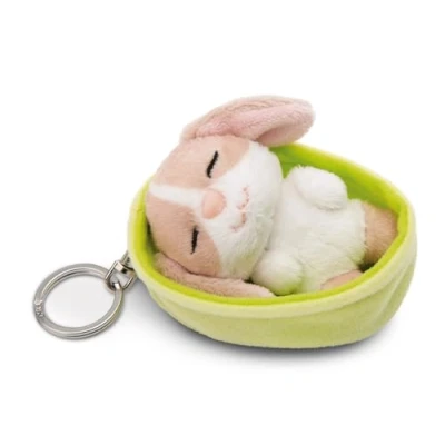 Imagen de NICI Llavero Mascotas dormilonas Conejo Cappucino 8cm en canasto Verde Claro