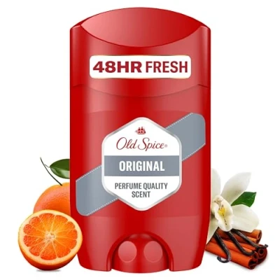 Imagen de Old Spice Desodorante en barra original para hombre, 50 ml, frescura 48H, fragancia duradera calidad de perfume, 0% sales aluminio, sin manchas blanco y negro, fabricado con un 50%