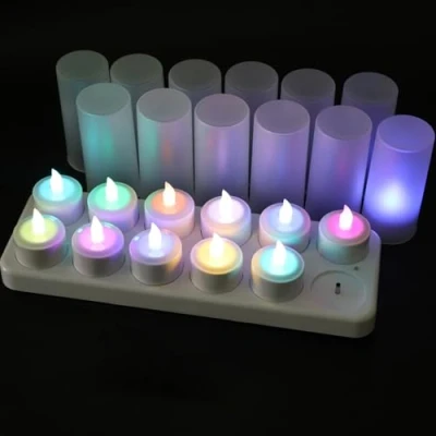 Imagen de EuroFone 12pcs LED candelita Velas recargable sostenedor de vela la estación carga (Multicolor)