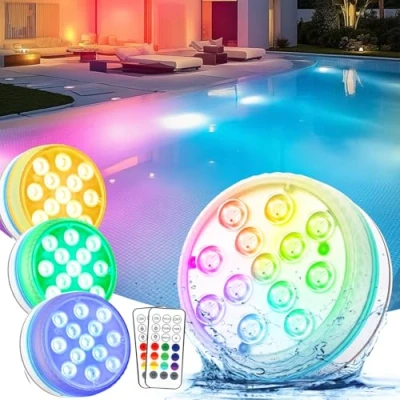 Imagen de Vankarr Luces Piscina Sumergibles LED Desmontable 4 piezas en Agua con Mando a Distancia Luz Impermeable IP68 para Jardín, Acuario