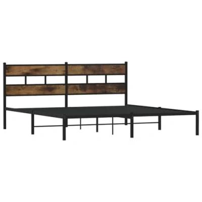 Imagen de vidaXL Estructura de Cama sin colchón Metal Roble Ahumado 200x200 cm