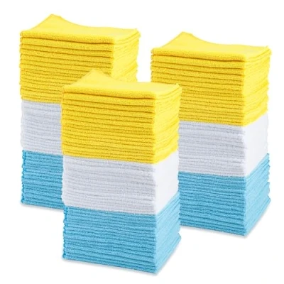 Imagen de Amazon Basics Bayeta pano de limpieza microfibra, 30.5 x 40.6 cm, 144 Unidad, Multicolor