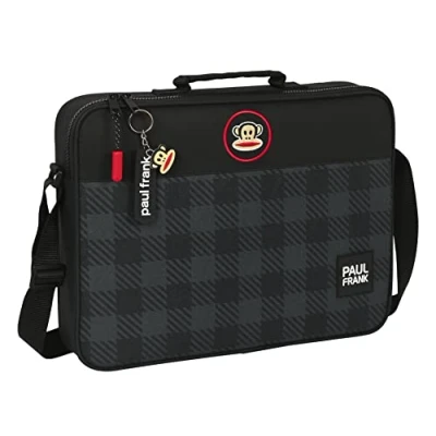 Imagen de Safta M385, Paul Frank Campers Cartera Extraescolares, Maletín Portatodo, Bandolera, Cómoda y Versátil, Calidad Resistencia, 38x6x28 cm, Color Negro Unisex niños, Estándar