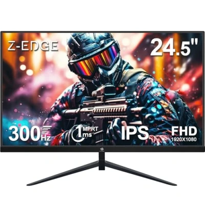 Imagen de Z Edge Monitor Gaming 24,5 Pulgadas 300Hz (DP) 240Hz (HDMI) Pantalla Ordenador LED Full HD, 1ms MPRT, 300cd/m² de Brillo, Panel IPS 16:9, FreeSync, HDR10, Compatible con VESA Negro