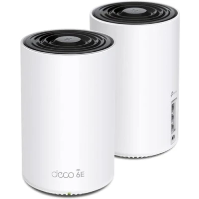 Imagen de Router WiFi TP Link Deco XE75, 574 Mbit/s, 3 bandas, Wi Fi 6E, 2 Unidades, Blanco