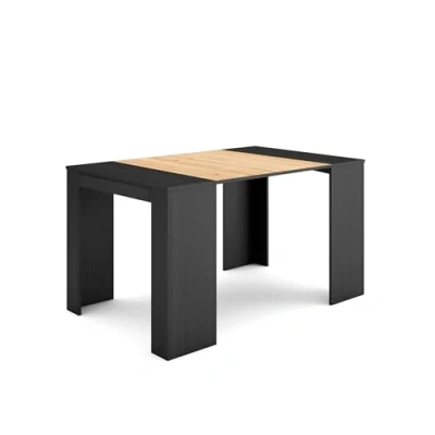 Imagen de Skraut Home Mesa Consola Extensible Comedor Plegable 140 para 6 comensales y Cocina Estilo Moderno Negro Roble