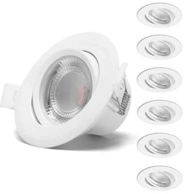 Imagen de Aigostar Downlight led techo Empotrable, 5W Equivalente a Halógena 53W, Blanco Neutro 4000K, Ángulo Rotable 30 Focos Interior Techo, Ф70 75 mm, ojos de buey para 6Pcs, AC 220V 240V
