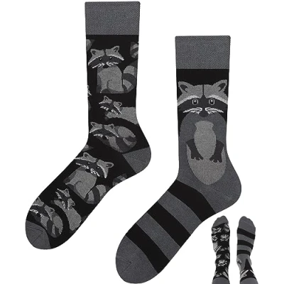 Imagen de TODO Colours Calcetines divertidos con diseño para hombre y mujer, divertidos, multicolor, de mapache, 39 42