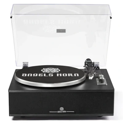 Imagen de ANGELS HORN Tocadiscos de Vinilo Bluetooth Hi Fi 2 Velocidades con Altavoces Incorporados Incluye Preamplificador Phono &amp; Cartucho Magnético AT 3600L Edición Clásica Negra