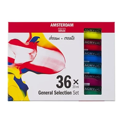 Imagen de Amsterdam Standard Series Set de Pintura Acrílica para Novatos Prueba (36 x 20 ml) Selección Colores Básicos