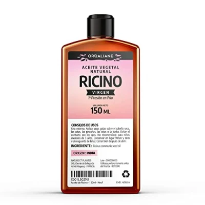 Imagen de Aceite de Ricino 150 ml 100% virgen Puro y Prensado en frío Ricinus Communis Cabello, pestañas, cejas, uñas, barba