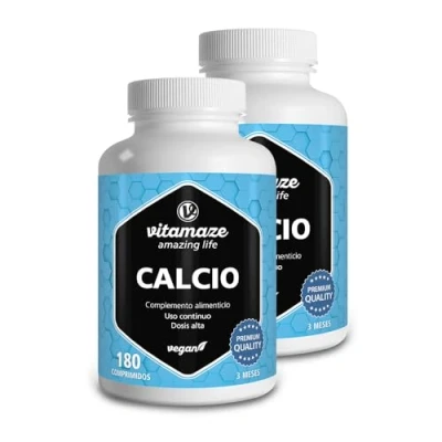 Imagen de Calcio 800mg Vegano de Alta Dosis, 360 Pastillas Carbonato por Dosis Diaria (Lote 2), Natural, Complemento Alimenticio sin Aditivos. Calidad Alemana. Vitamaze®