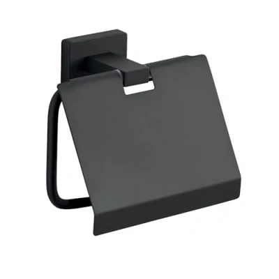 Imagen de Gedy Atena Portarrollo con tapa Negro mate