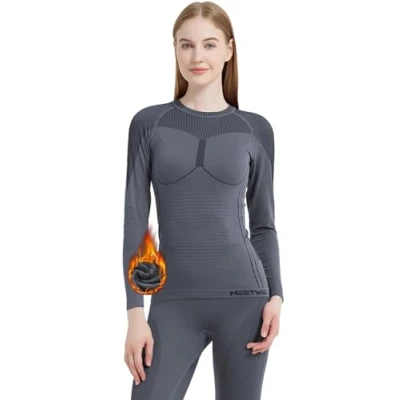 Imagen de MEETWEE Ropa Interior Funcional para Mujer Pantalones cálidos Mujeres El Traje de Calentamiento es Adecuado Deportes al Aire Libre, esquí y Fitness en otoño e Invierno.