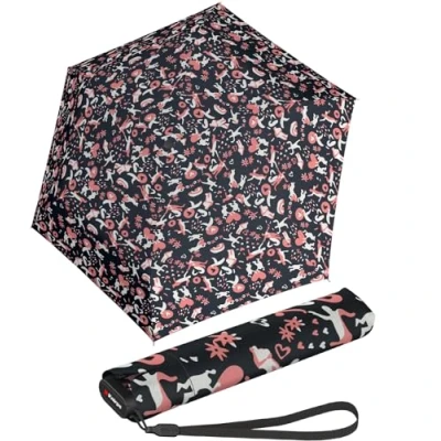 Imagen de Knirps Paraguas de bolsillo Ultra US.050 Slim Manual ligero y plano Resistente a las tormentas al viento 21 cm, Embracing Black, 90 Super Mini