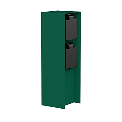 Imagen de ledscom.de Pilar de Toma Corriente para jardín POMI Exterior, IP44, 2 vías, Acero Inoxidable, Verde, Cuadrado, 23 cm, jardín, Torre