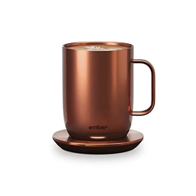 Imagen de Taza Inteligente Ember 2 con Control de Temperatura: 414 ml, calefacción, Pantalla LED Inteligente, por aplicación, batería Recargable 80 Minutos autonomía y diseño Mejorado, Cobre