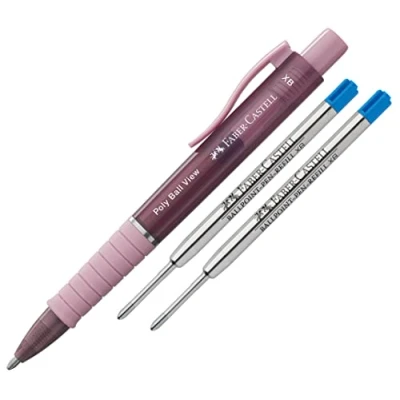 Imagen de Faber Castell Bolígrafo Poly Ball View, Mine XB (Rose Shadow + Minas)
