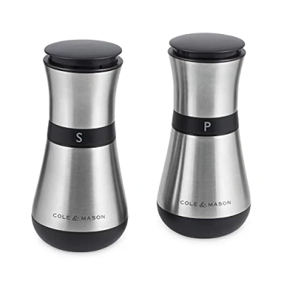 Imagen de Cole &amp; Mason H321916 Henley Molinillos de Sal y Pimienta, Precision+/Molienda Ajustable, Acero Inoxidable, 135mm, Incluye 2 x Molinos