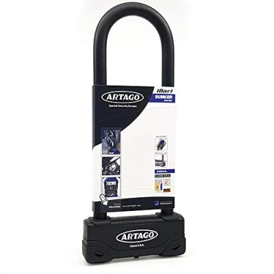 Imagen de Artago 18ART320 Candado U Moto Alta Gama Homologado SRA, Sold Secure Gold, ART4, BUNKER SELECTION, Acero Endurecido ø18mm, Doble Cierre MRT Blindado, 85x295mm, Máxima Seguridad Antirrobo Motocicleta