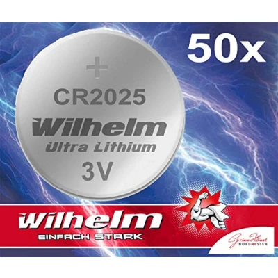 Imagen de 50 Wilhelm CR 2025 Pila de botón Litio 3 V CR2025