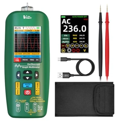 Imagen de BSIDE O1 Multímetro Digital con Osciloscopio Portatil Display Color 4 Resultados TRMS 10Mhz Recargable Auto Calibración Medidor Voltaje y Corriente para PC DIY Automoción Electrónica