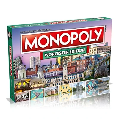 Imagen de MONOPOLY Juego de mesa Worcester Edition: 2 6 jugadores, juegos familiares para niños y adultos, 8 años en adelante, ideal noche