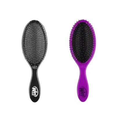 Imagen de Wetbrush Original Detangler With Ultra Sift Intelliflex Bristles to Gently Separate Knots Ease, Does Not Rip Hair, For All Hair Types, Black &amp; Purple BUNDLE