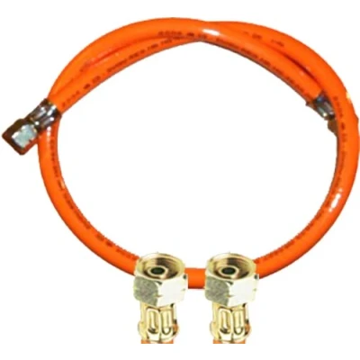 Imagen de Manguera de gas propano (2 x 3/8&quot;, estándar izquierdo (PVC) 100 cm (1 m) (para dimensiones exteriores rosca con aprox. 15 16 mm)