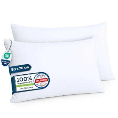 Imagen de Sensalou Protector de Almohada Juego 2 Fundas Protectoras Impermeables 50x70cm