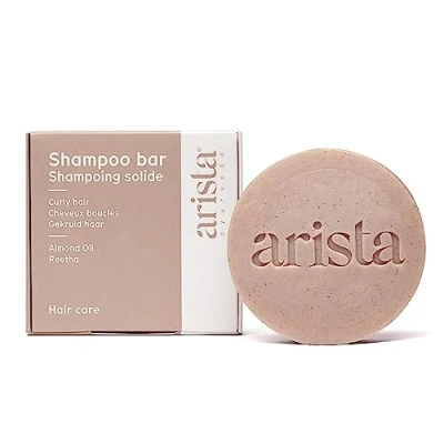 Imagen de Arista Champú sólido pelo rizado vegano Aceite almendras dulces, manteca de karité y polvo reetha Ayurveda hidratante sin sulfatos ni parabenos