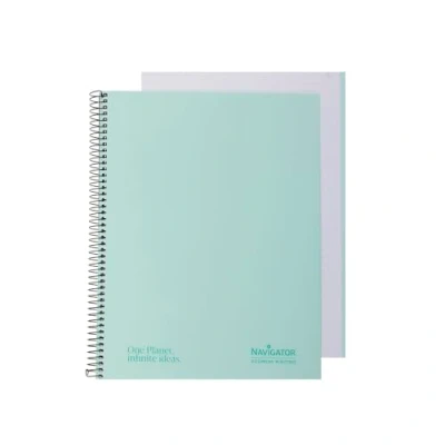 Imagen de Navigator Cuaderno A4 + 1 Línea Tapa Extradura Azul Pastel Borde Color Papel 80g 80 Hojas Microperforadas 4 Taladros Espiral Cierre Coil Lock Premium Writing