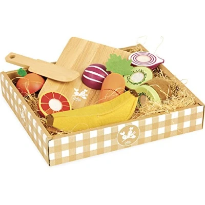 Imagen de Vilac Set Frutas y Verduras Madera para Cortar Delantales Guardapolvos, Multicolor, 1 EA (8106)