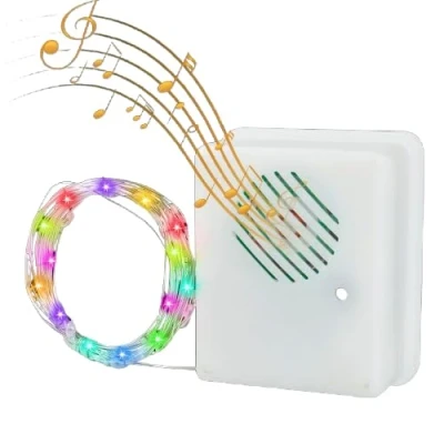 Imagen de Nuziku Sensor de sonido Navidad, accesorios activados por voz canción Navidad con cadena luces LED 10 pies, luz colorida, hadas para