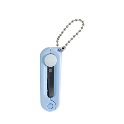 Imagen de RALIYATX Mini tijeras, tijeras con llavero, plegables, telescópicas, de acero inoxidable, color azul hielo