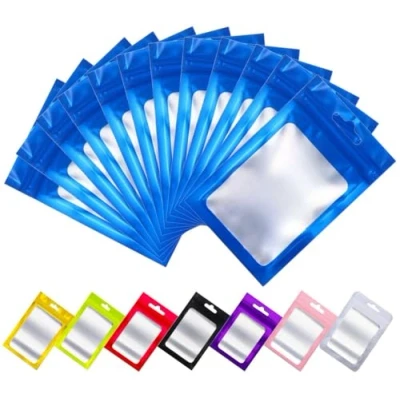 Imagen de Rimiko 150 Piezas de Bolsas Aluminio Resellables, Mylar Herméticas Planas para Alimentos, Pequeñas con Cierre Zip, Plásticas el Embalaje del Producto (Azul, 16x24 cm)