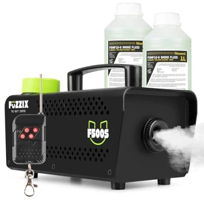 Imagen de Fuzzix F500S Máquina de Niebla con Mando a Distancia y 2L Líquido Niebla, 500 W Humo para Fiestas, Inalámbrica, Humo, Bodas, Halloween
