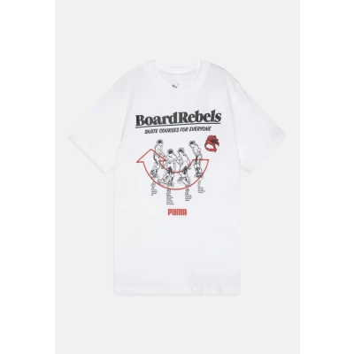 Imagen de Puma MID90S Graphic TEE Unisex Camiseta estampada para niños, Talla: 7 8a (8), White