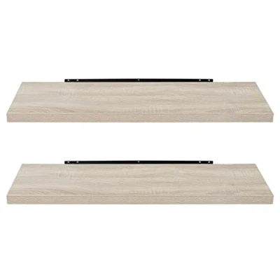 Imagen de EUGAD Juego de 2 Estante Flotante Pared Retro Estantería Madera Colgar Libro CD para Salon Dormitorio 80cm Sonoma Roble 0046QJ