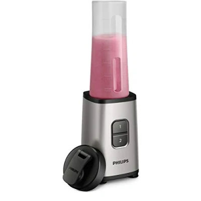 Imagen de Philips To Go HR2600/80 Mini batidora (350 W, 28.000 rpm, 0,7 l de capacidad, botella agua, apta para lavavajillas), color plateado