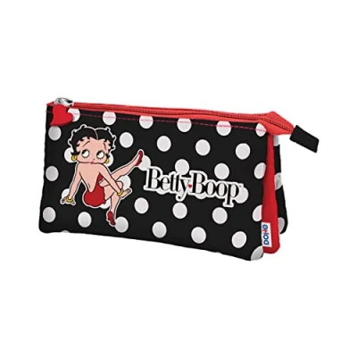 Imagen de DOHE Estuche Escolar 3 Compartimentos Cierre de Cremalleras, Licencia Oficial, Poliéster Resistente, 23x12x2,5 cm, Material Betty Boop