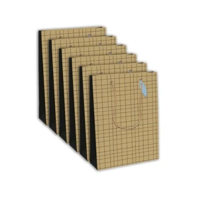 Imagen de Clairefontaine 28794 2Cpack Juego de 6 bolsas regalo Kraft Tamaño ancho 26,5 x 14 33 cm 210 g Patrón: Geométrico blanco y azul Ideal para: Juegos mesa, rompecabezas, regalos