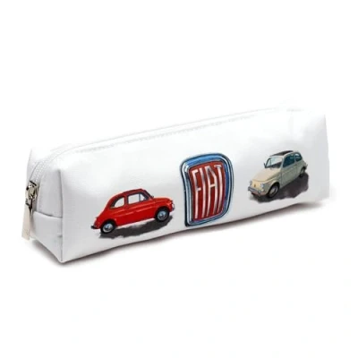 Imagen de Puckator Estuche portalápices de Tela Fiat 500, Multicolor, cilíndrico Lona Suave y Cremallera