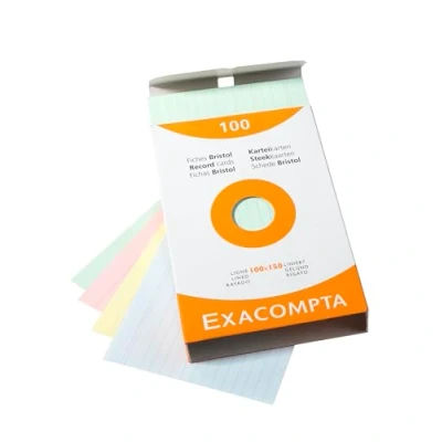 Imagen de Exacompta Bristol Tarjeta de registro, Rayado, 100 x 150 mm, paquete tarjetas, Surtido, tarjetas