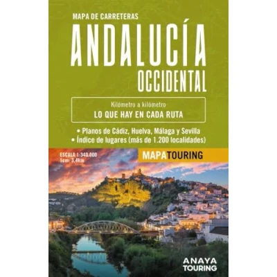 Imagen de Mapa de carreteras Andalucía occidental (desplegable), escala 1:340.000 (Mapa Touring)